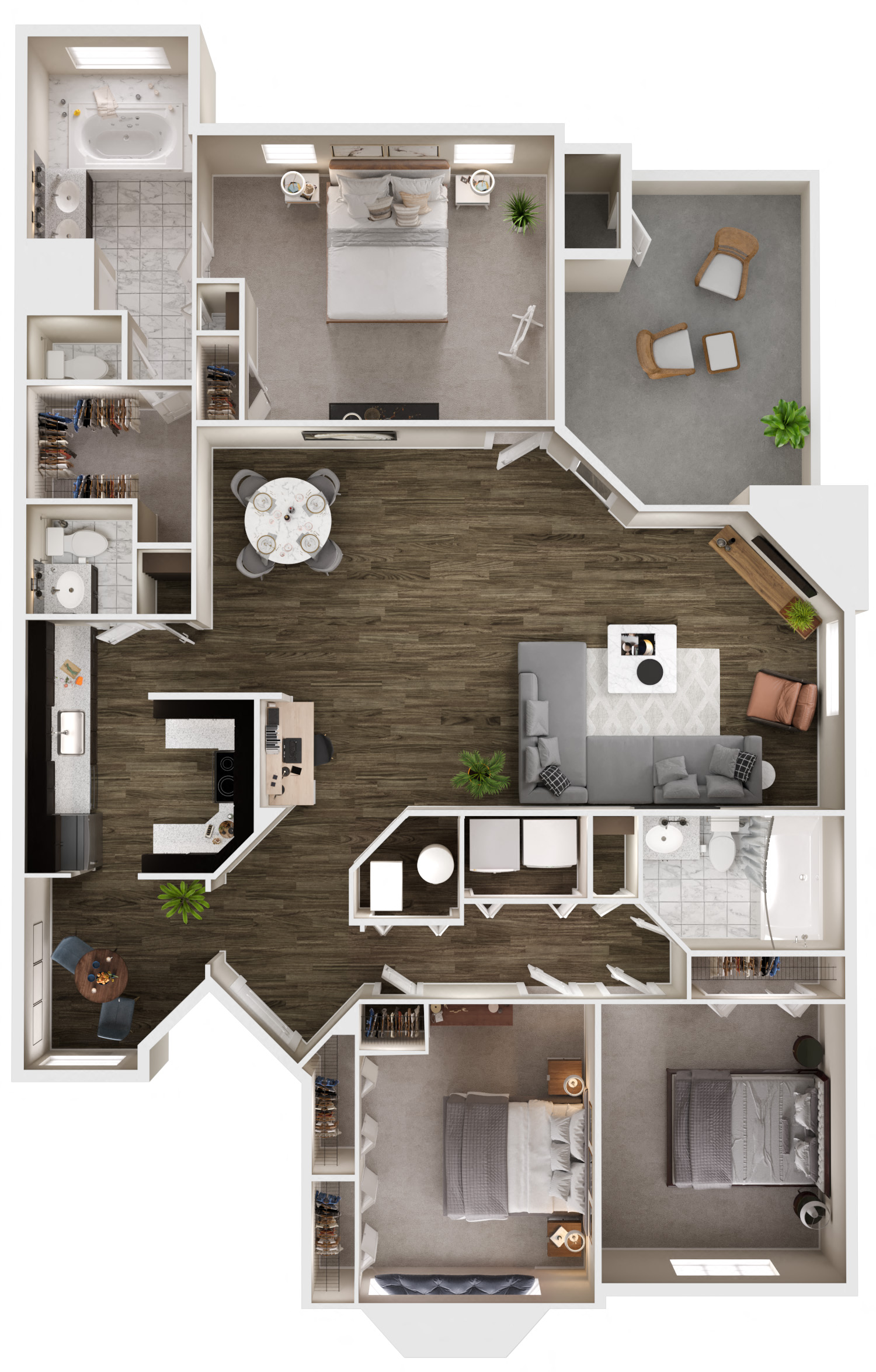 Floor plan for 3 beds, 2.5 baths, 1750 sqft